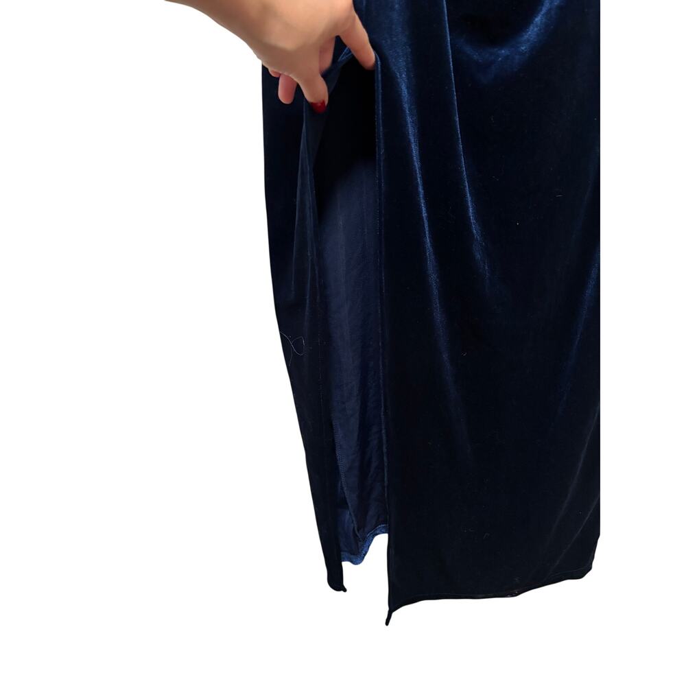 Unbranded Navy Blue Velvet Twist Midi Dress XXL - Picture 4 of 10